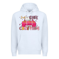 White just a girl who loves crafting Premium Hoodie - MaliasSmallBusiness