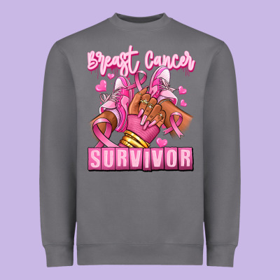 Heavyweight Sweatshirt Breast Cancer survivor afro girl sneakers