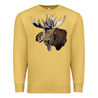 Antique Gold moose buck deer head Premium Sweatshirt - LillyAllenDesigns
