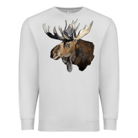 Dove Grey moose buck deer head Premium Sweatshirt - LillyAllenDesigns