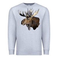 Heather Grey moose buck deer head Premium Sweatshirt - LillyAllenDesigns