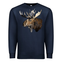Navy moose buck deer head Premium Sweatshirt - LillyAllenDesigns