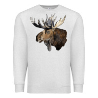 Oatmeal Heather moose buck deer head Premium Sweatshirt - LillyAllenDesigns