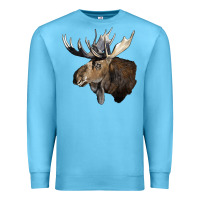 Ocean Blue moose buck deer head Premium Sweatshirt - LillyAllenDesigns