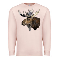 Pale Pink moose buck deer head Premium Sweatshirt - LillyAllenDesigns