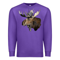 Purple moose buck deer head Premium Sweatshirt - LillyAllenDesigns