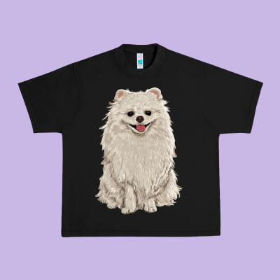 White Pomeranian Urban Heavy Tee Designed By Ranaportraitstore