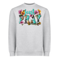 Heather Grey just pray Heavyweight Sweatshirt - texasbilliewilder