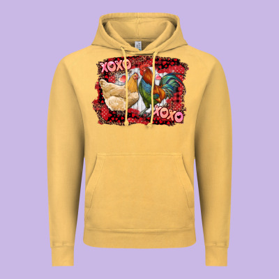 Xoxo Rooster And Chicken Vintage Hoodie Designed By Ranaportraitstore