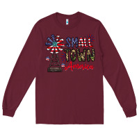 Burgundy small town america Long Sleeve Tee - CowhideDigitalArt