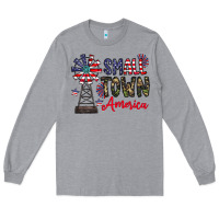 Heather Grey small town america Long Sleeve Tee - CowhideDigitalArt