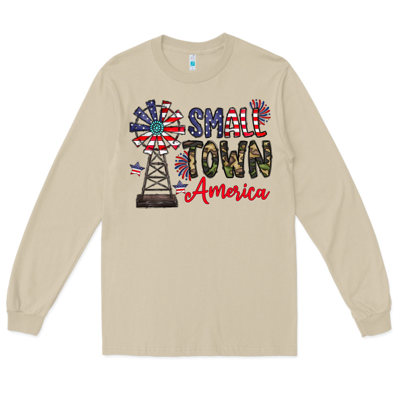 Small Town America Long Sleeve Tee by CowhideDigitalArt | Teevron