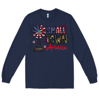 Navy small town america Long Sleeve Tee - CowhideDigitalArt