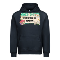 Navy hello id rather be reading Urban Hoodie - Artiststas