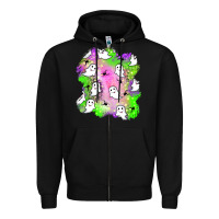 Black ghost halloween patch Zipper Hoodie - BundleAndBundleShop
