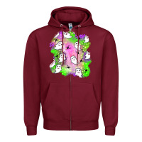Burgundy ghost halloween patch Zipper Hoodie - BundleAndBundleShop