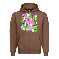 Chestnut ghost halloween patch Zipper Hoodie - BundleAndBundleShop
