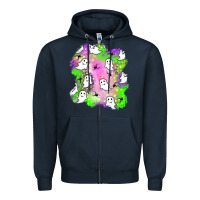 Navy ghost halloween patch Zipper Hoodie - BundleAndBundleShop