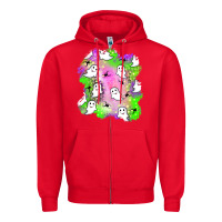 Red ghost halloween patch Zipper Hoodie - BundleAndBundleShop