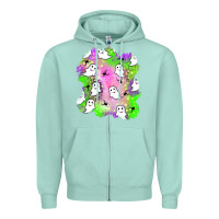 Seafoam ghost halloween patch Zipper Hoodie - BundleAndBundleShop