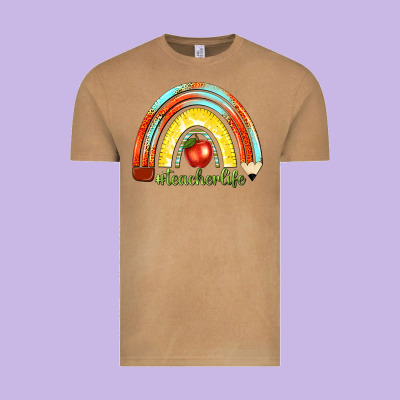 Vintage Tee teacher life with rainbow