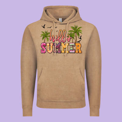 Hello Summer Vintage Hoodie Designed By Jahusdesignshop