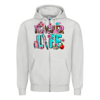 Dove Grey teacher life Zipper Hoodie - AdoDesignShop