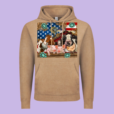 American Farm Animals Vintage Hoodie Designed By Ranaportraitstore