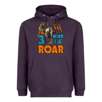 Plum i'm three hear me roar dinosaur birthday Heavyweight Hoodie - LillyAllenDesigns