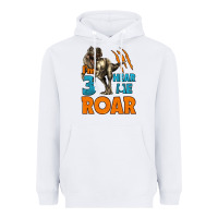 White i'm three hear me roar dinosaur birthday Heavyweight Hoodie - LillyAllenDesigns