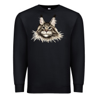 Black Maine Coon Cat Face Premium Sweatshirt - LillyAllenDesigns