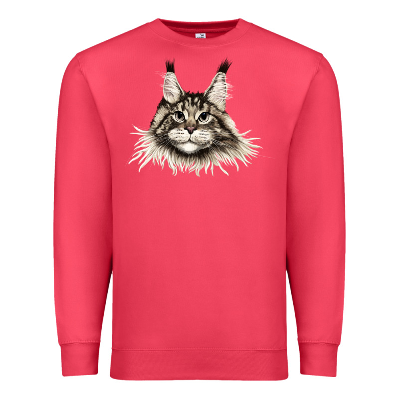 Maine Coon Cat Face Premium Sweatshirt by LillyAllenDesigns | Teevron