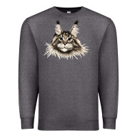 Charcoal Heather Maine Coon Cat Face Premium Sweatshirt - LillyAllenDesigns