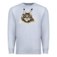 Heather Grey Maine Coon Cat Face Premium Sweatshirt - LillyAllenDesigns