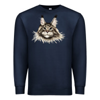 Navy Maine Coon Cat Face Premium Sweatshirt - LillyAllenDesigns