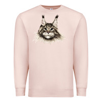 Pale Pink Maine Coon Cat Face Premium Sweatshirt - LillyAllenDesigns