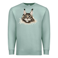 Seafoam Maine Coon Cat Face Premium Sweatshirt - LillyAllenDesigns