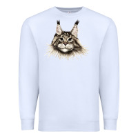 White Maine Coon Cat Face Premium Sweatshirt - LillyAllenDesigns
