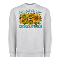 Heather Grey just a girl who loves sunflower Heavyweight Sweatshirt - texasbilliewilder