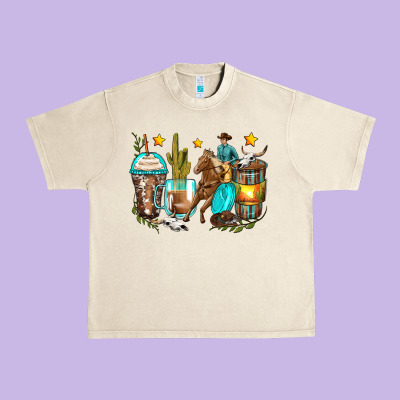 Cowboy Coffee Cups Urban Heavy Tee Designed By Zillion Design Studio