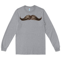 Heather Grey brown moustache fa element Long Sleeve Tee - FaDigitalArtStudio