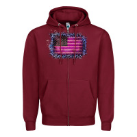 Burgundy Old Leopard American Flag Zipper Hoodie - Bettercallsaul