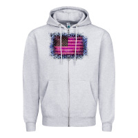 Heather Grey Old Leopard American Flag Zipper Hoodie - Bettercallsaul