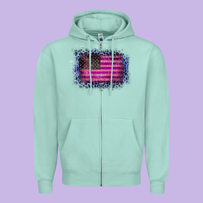 Old Leopard American Flag Zipper Hoodie Designed By Bettercallsaul