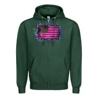 Sports Green Old Leopard American Flag Zipper Hoodie - Bettercallsaul