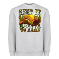 Heather Grey keep it wild western Heavyweight Sweatshirt - texasbilliewilder