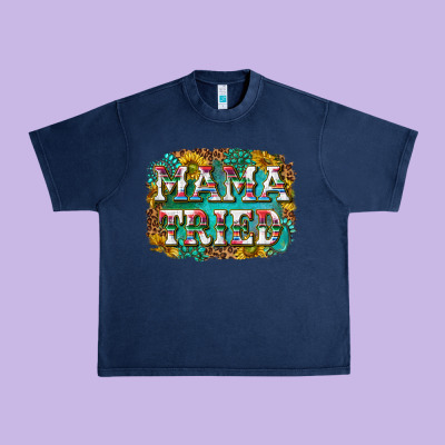 Western Mama Tried With Sunflowers And Gemstone Urban Heavy Tee Designed By Texasbilliewilder