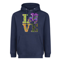Navy mardi gras love mask Heavyweight Hoodie - BarkalooDesign