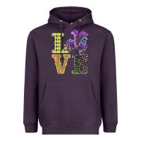 Plum mardi gras love mask Heavyweight Hoodie - BarkalooDesign