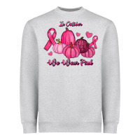 Heather Grey In October We Wear Pink Pumpkins Heavyweight Sweatshirt - RanaPortraitStore